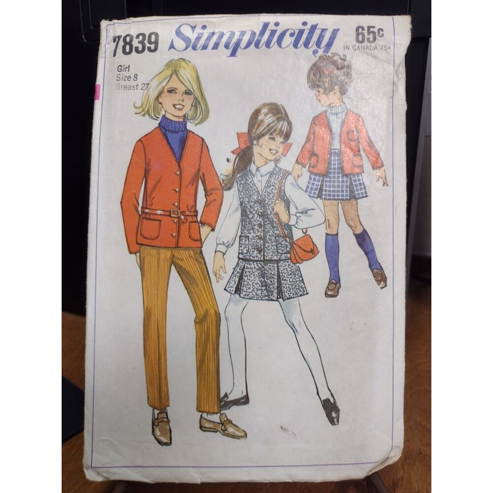 Vintage Simplicity Pattern 7839 Child's & Girls' Jacket...Shirt & Pants (1968)‎